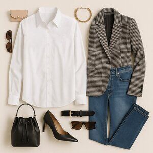 Lands’ End Outfitters White Button Down Shirt 18W Minimalist Classic Vintage Ins